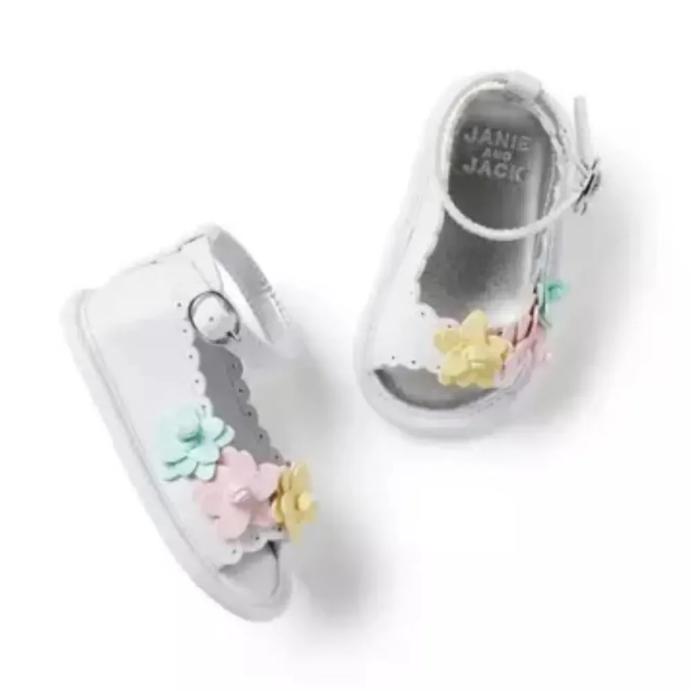 Janie and Jack White Floral Kids Sandals Size 3-6M